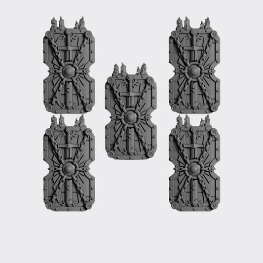 Escudos Eternal Pilgrims C — bits de conversión sci-fi grimdark de Greytide Studio, resina 32mm sin pintar