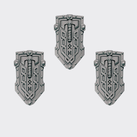 Escudos Primal Hounds A — bits de conversión sci-fi grimdark de Greytide Studio, resina 32mm sin pintar