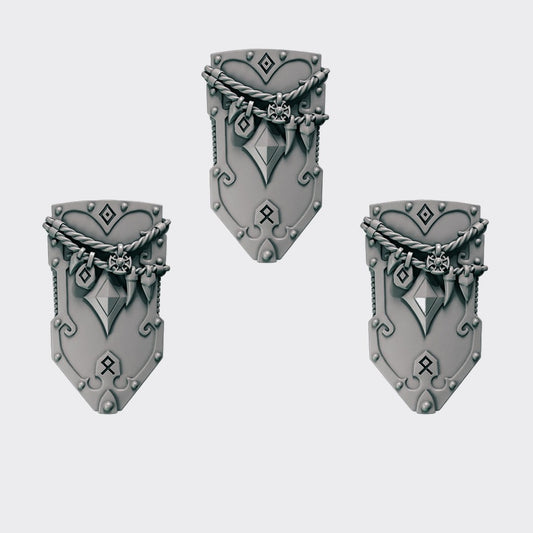 Escudos Primal Hounds B — bits de conversión sci-fi grimdark de Greytide Studio, resina 32mm sin pintar