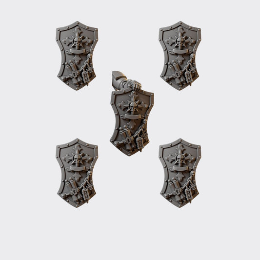 Escudos Terminator Eternal Crusaders A — bits de conversión sci-fi grimdark de Greytide Studio, resina 32mm sin pintar