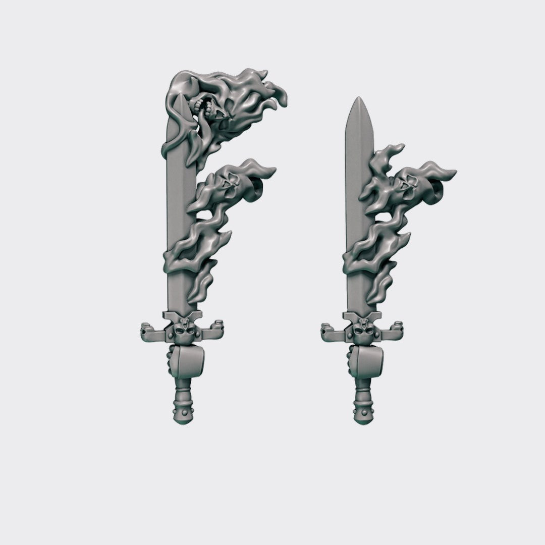 Espadas con fuego Cursed Company — bits de conversión sci-fi grimdark de Greytide Studio, resina 32mm sin pintar