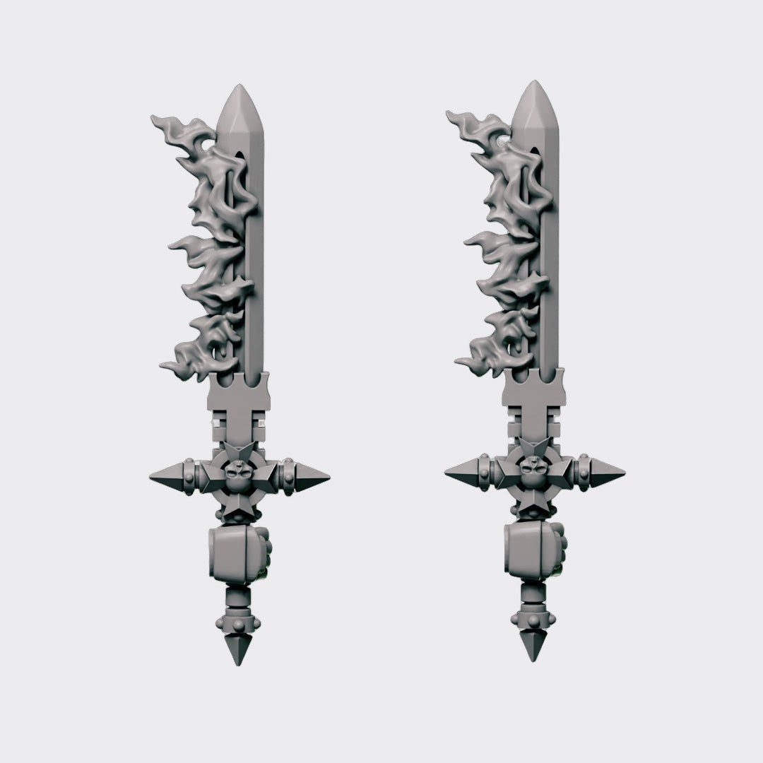 Espadas con fuego Eternal Crusaders A — bits de conversión sci-fi grimdark de Greytide Studio, resina 32mm sin pintar