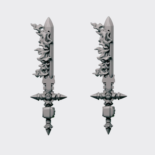 Espadas con fuego Eternal Crusaders A — bits de conversión sci-fi grimdark de Greytide Studio, resina 32mm sin pintar