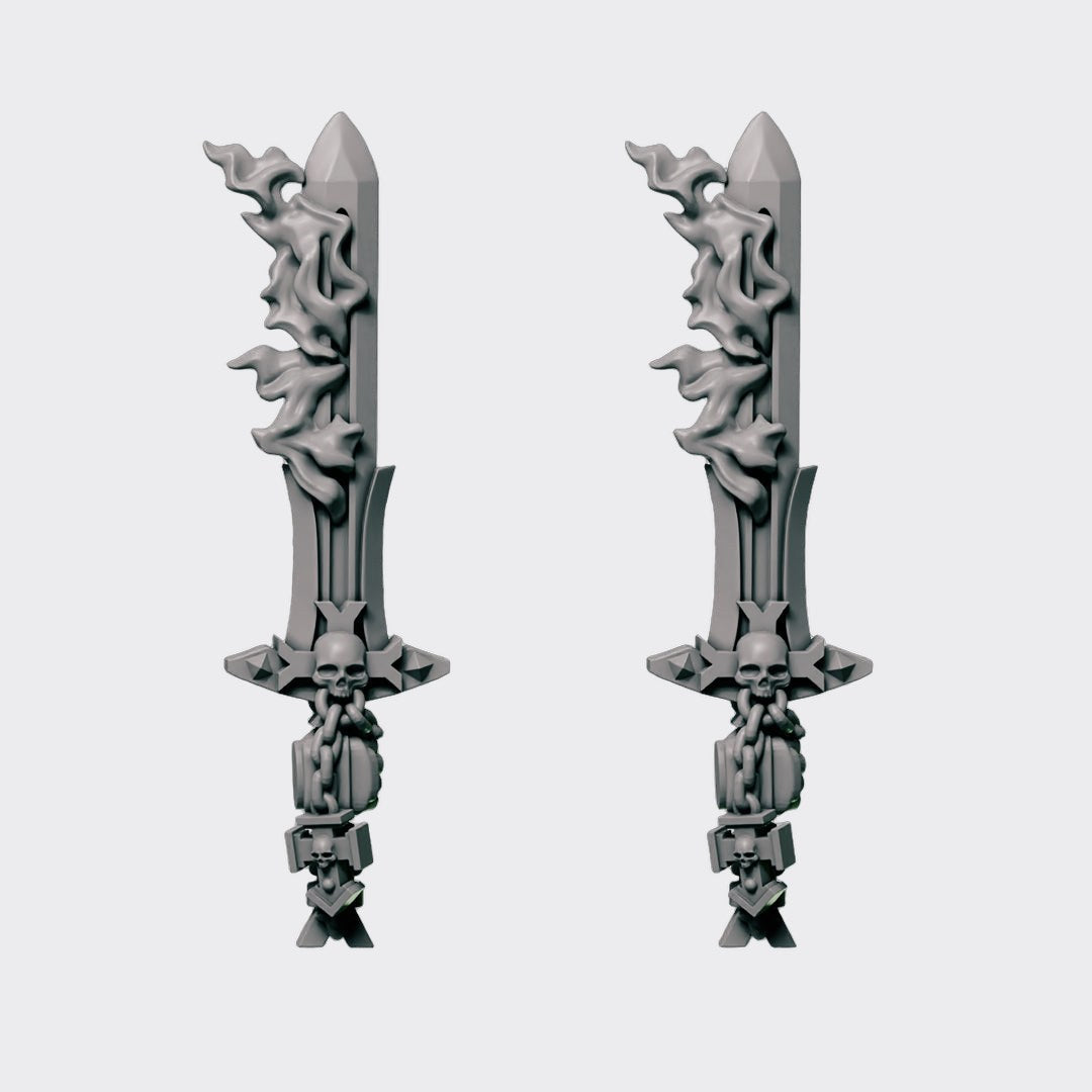Espadas con fuego Eternal Crusaders B — bits de conversión sci-fi grimdark de Greytide Studio, resina 32mm sin pintar