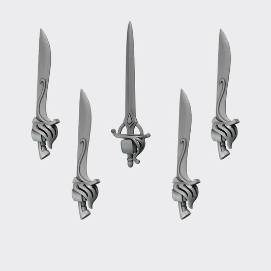 Espadas Crimson Lords A — bits de conversión sci-fi grimdark de Greytide Studio, resina 32mm sin pintar