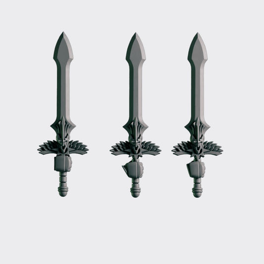 Espadas Eternal Pilgrims A — bits de conversión sci-fi grimdark de Greytide Studio, resina 32mm sin pintar