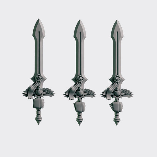 Espadas Eternal Pilgrims B — bits de conversión sci-fi grimdark de Greytide Studio, resina 32mm sin pintar