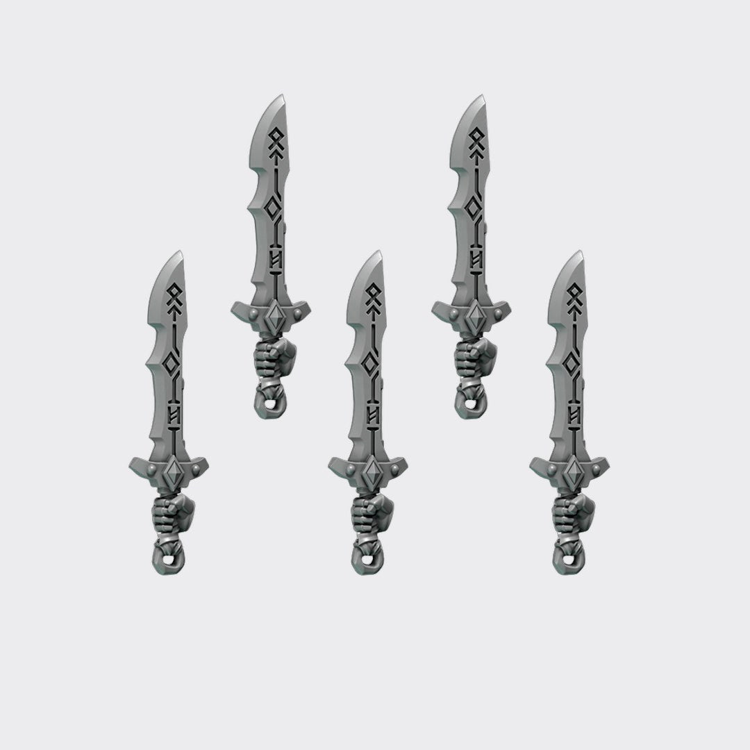 Espadas Primal Hounds D — bits de conversión sci-fi grimdark de Greytide Studio, resina 32mm sin pintar