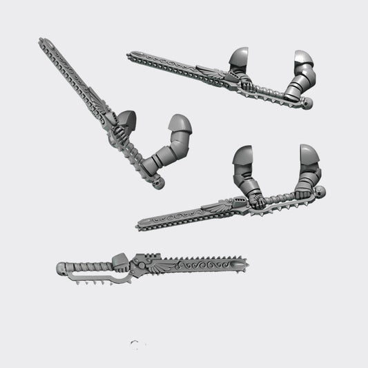 Espadas sierra Crimson Lords  B — bits de conversión sci-fi grimdark de Greytide Studio, resina 32mm sin pintar