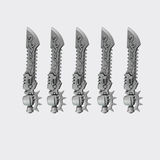 Espadas sierra Crimson Lords C — bits de conversión sci-fi grimdark de Greytide Studio, resina 32mm sin pintar