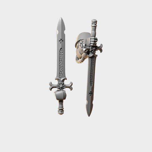 Espadas Terminator Eternal Crusaders A — bits de conversión sci-fi grimdark de Greytide Studio, resina 32mm sin pintar