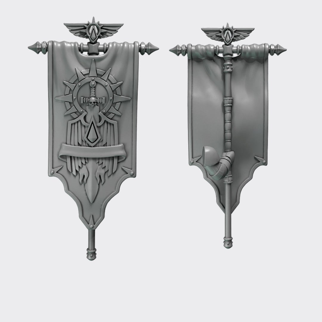 Estandarte Crimson Lords A — bits de conversión sci-fi grimdark de Greytide Studio, resina 32mm sin pintar