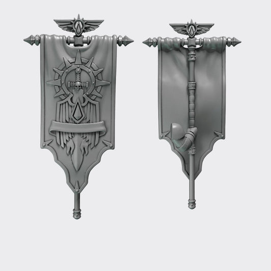 Estandarte Crimson Lords A — bits de conversión sci-fi grimdark de Greytide Studio, resina 32mm sin pintar