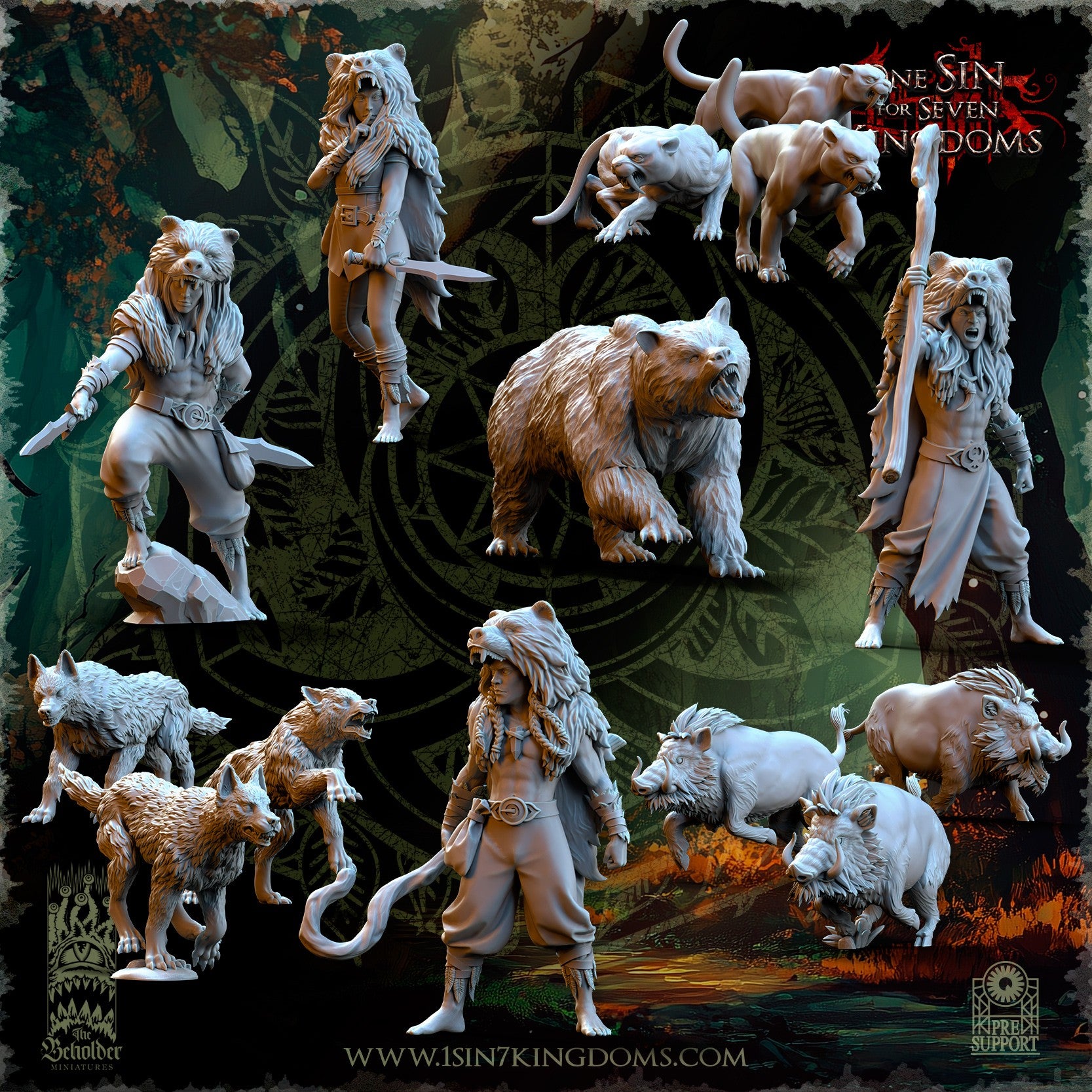 Miniatura Domadores de Bestias Elfos Silvanos resina 32mm sin pintar - Drakholm