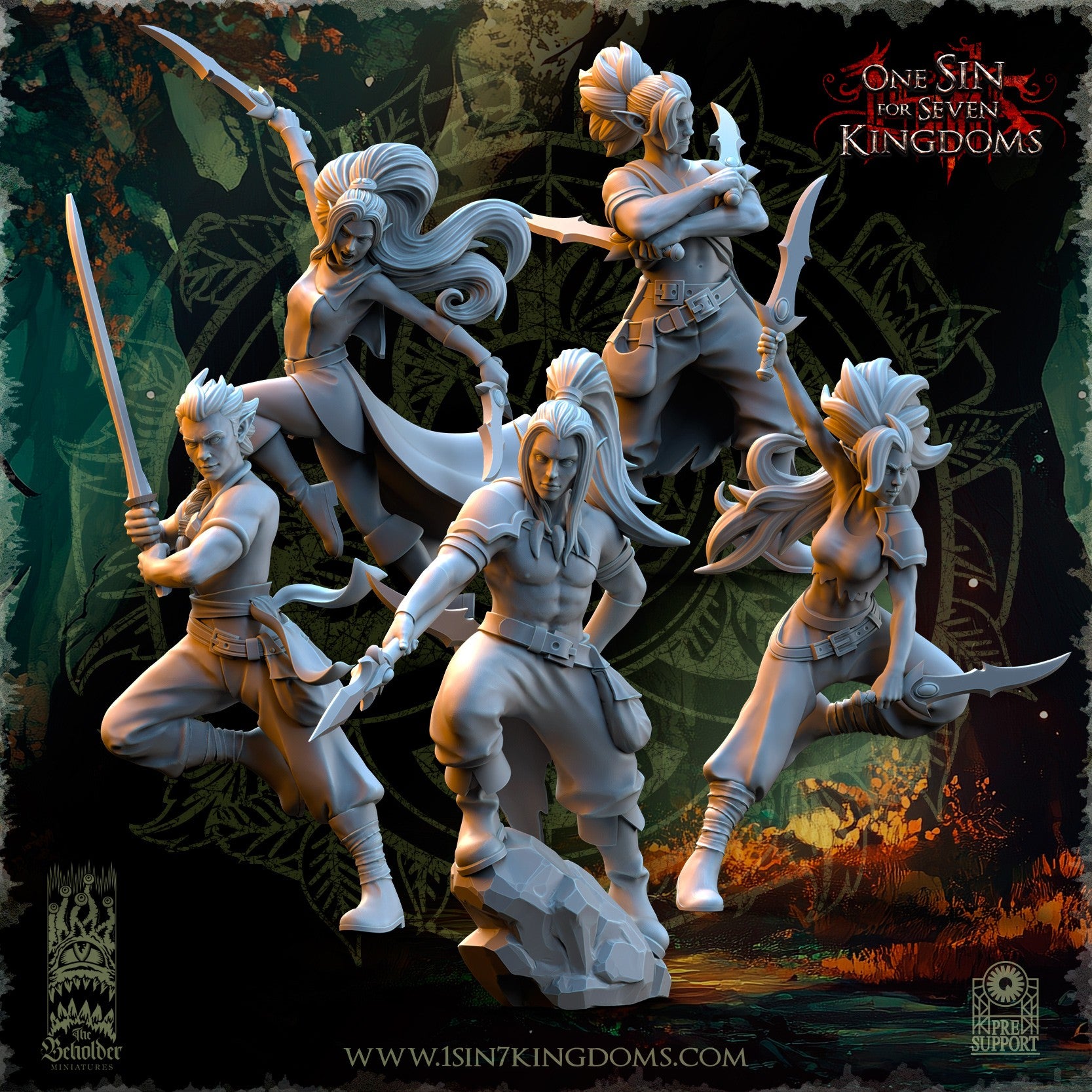 Miniatura Danzantes de la Muerte Elfos Silvanos resina 32mm sin pintar - Drakholm