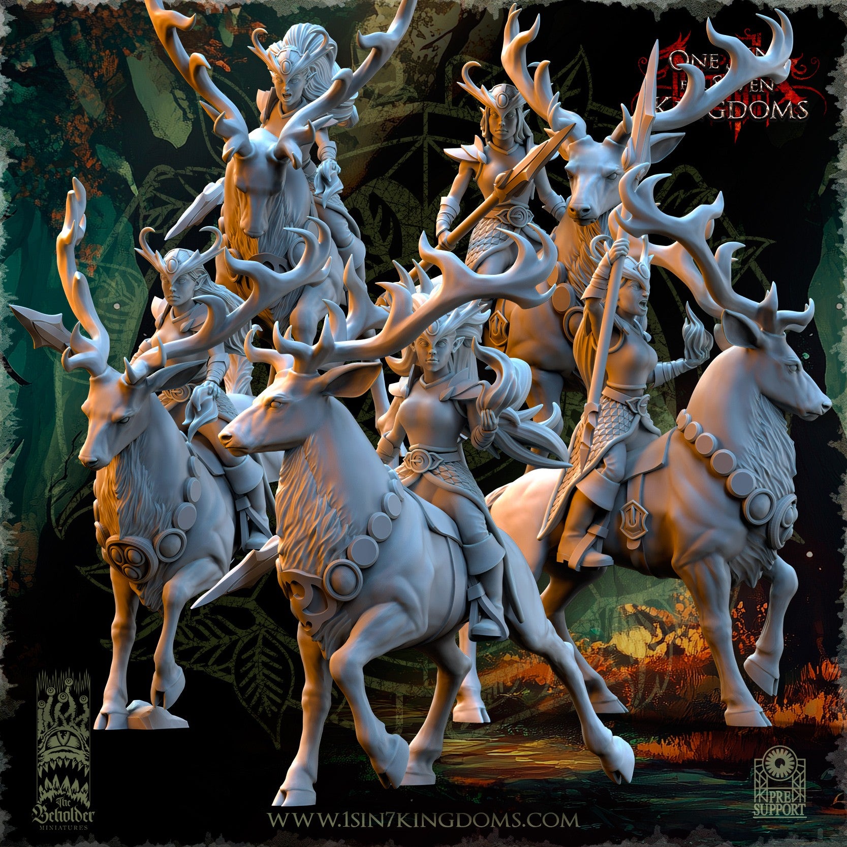 Miniatura Doncellas del Bosque Profundo Elfos Silvanos resina 32mm sin pintar - Drakholm