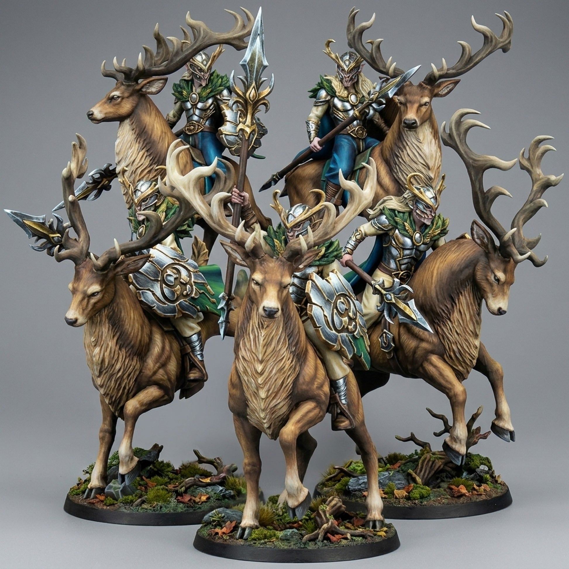 Miniatura Jinetes del Bosque Profundo Elfos Silvanos resina 32mm sin pintar - Drakholm