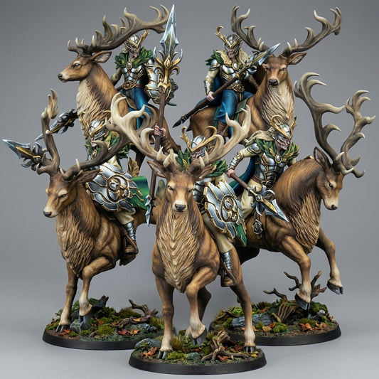 Miniatura Jinetes del Bosque Profundo Elfos Silvanos resina 32mm sin pintar - Drakholm