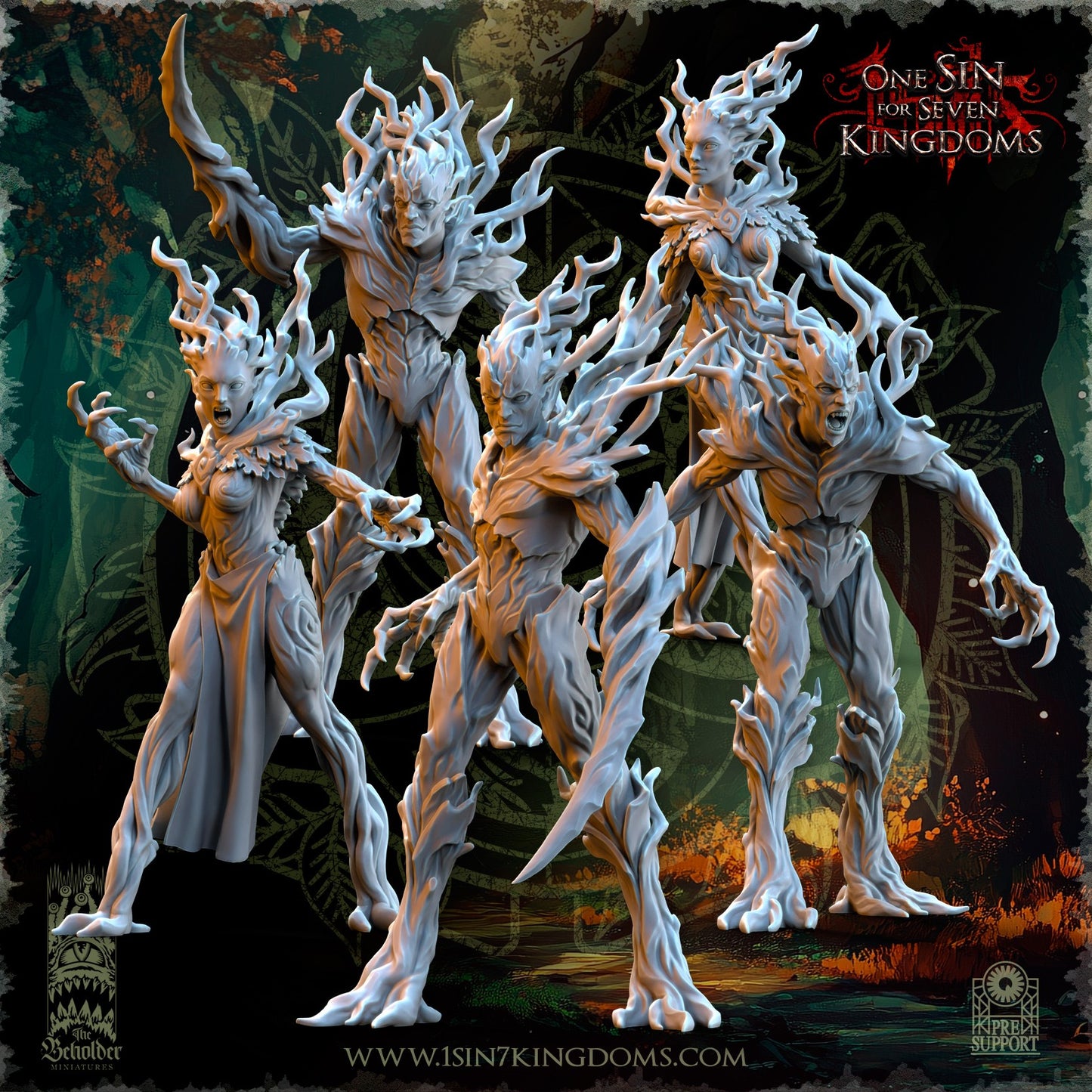 Miniatura Druadas del Bosque Elfos Silvanos resina 32mm sin pintar - Drakholm