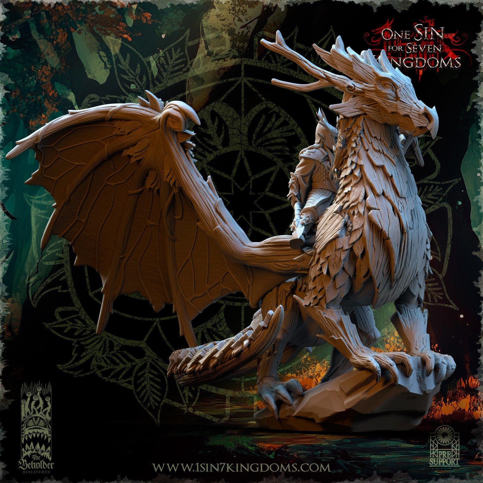 Miniatura Dragón del Bosque Elfos Silvanos resina 32mm sin pintar - Drakholm