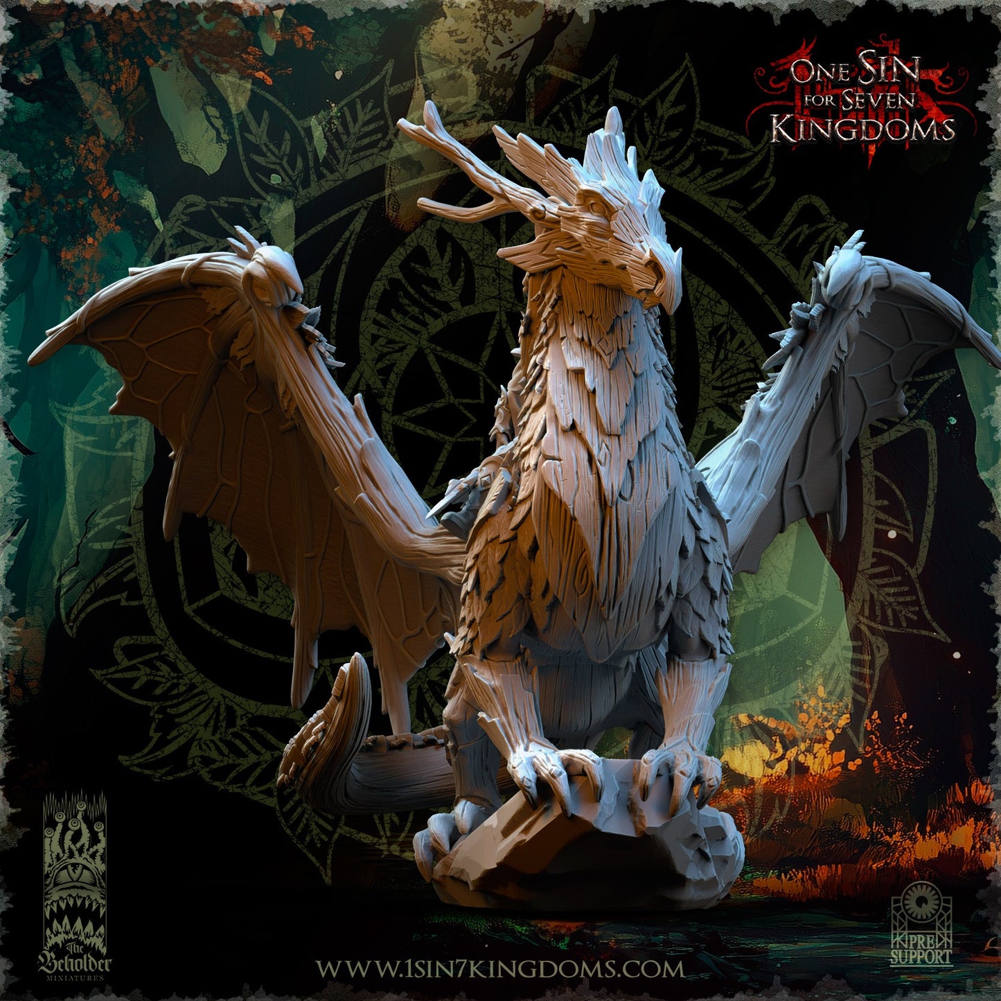 Miniatura Dragón del Bosque Elfos Silvanos resina 32mm sin pintar - Drakholm