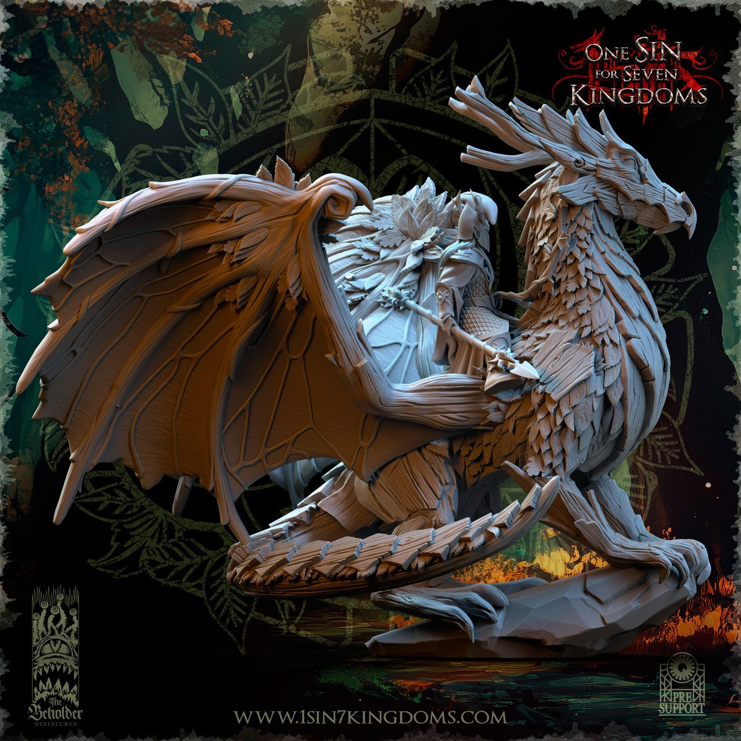Miniatura Dragón del Bosque Elfos Silvanos resina 32mm sin pintar - Drakholm