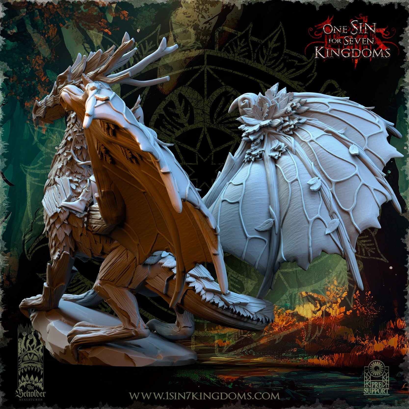 Miniatura Dragón del Bosque Elfos Silvanos resina 32mm sin pintar - Drakholm