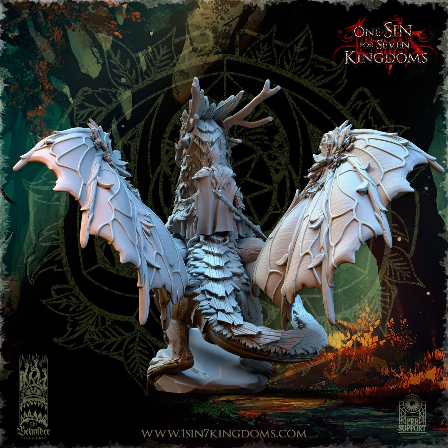 Miniatura Dragón del Bosque Elfos Silvanos resina 32mm sin pintar - Drakholm