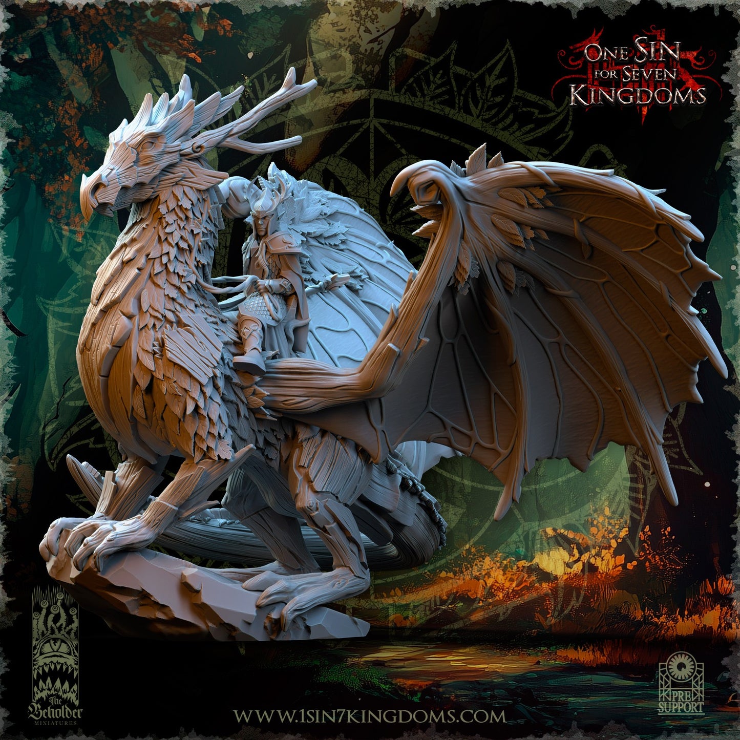 Miniatura Dragón del Bosque Elfos Silvanos resina 32mm sin pintar - Drakholm