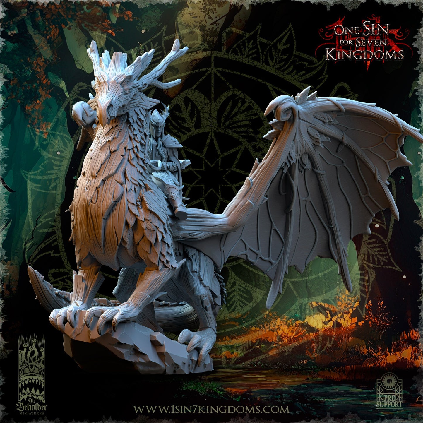 Miniatura Dragón del Bosque Elfos Silvanos resina 32mm sin pintar - Drakholm