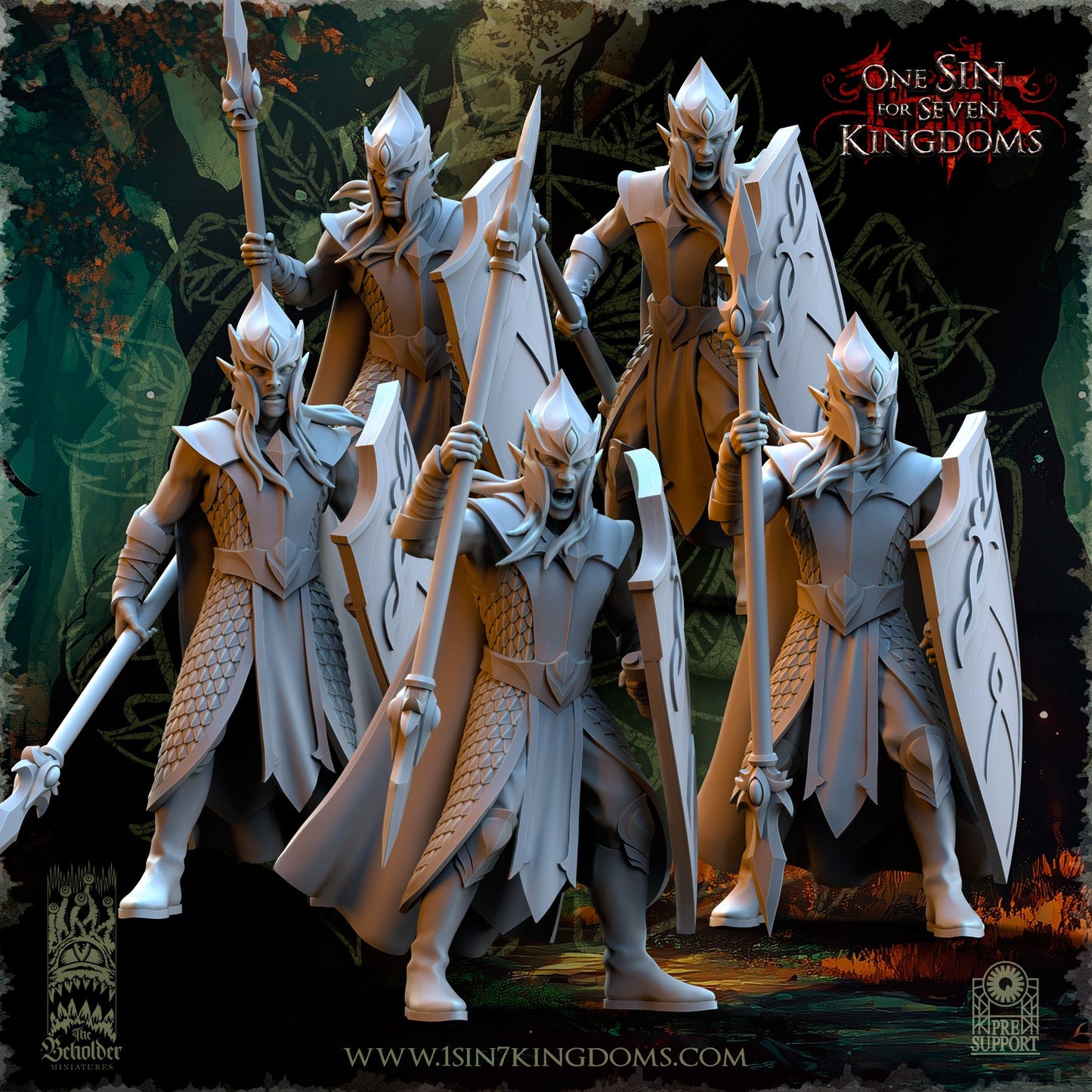Miniatura Milicia del Bosque Elfos Silvanos resina 32mm sin pintar - Drakholm