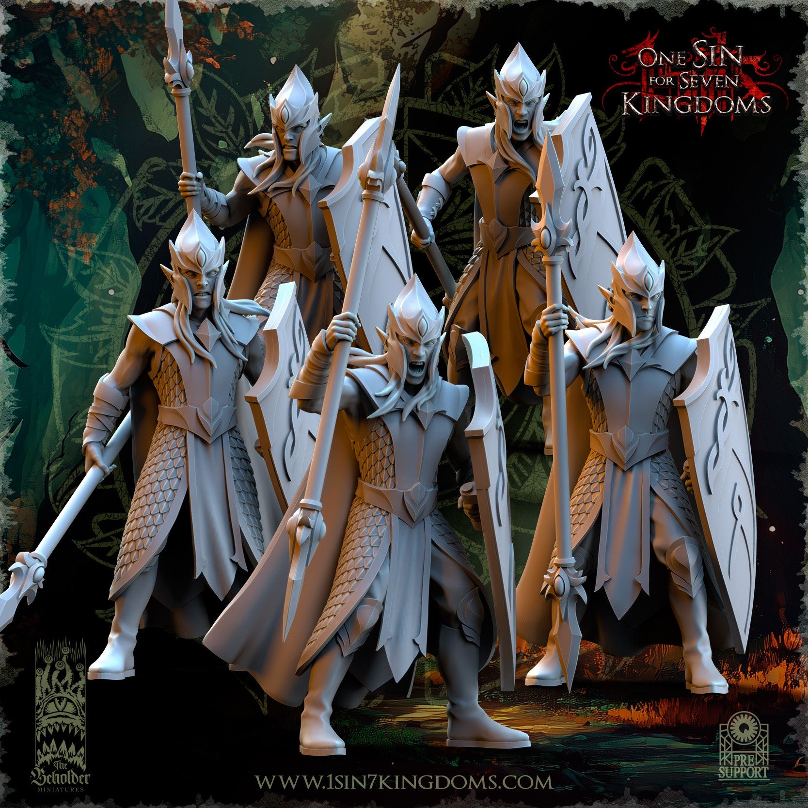 Miniatura Milicia del Bosque Elfos Silvanos resina 32mm sin pintar - Drakholm