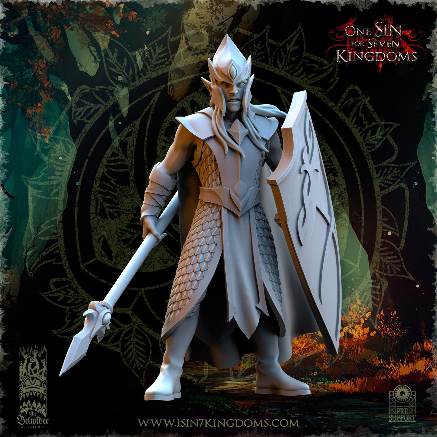 Miniatura Milicia del Bosque Elfos Silvanos resina 32mm sin pintar - Drakholm