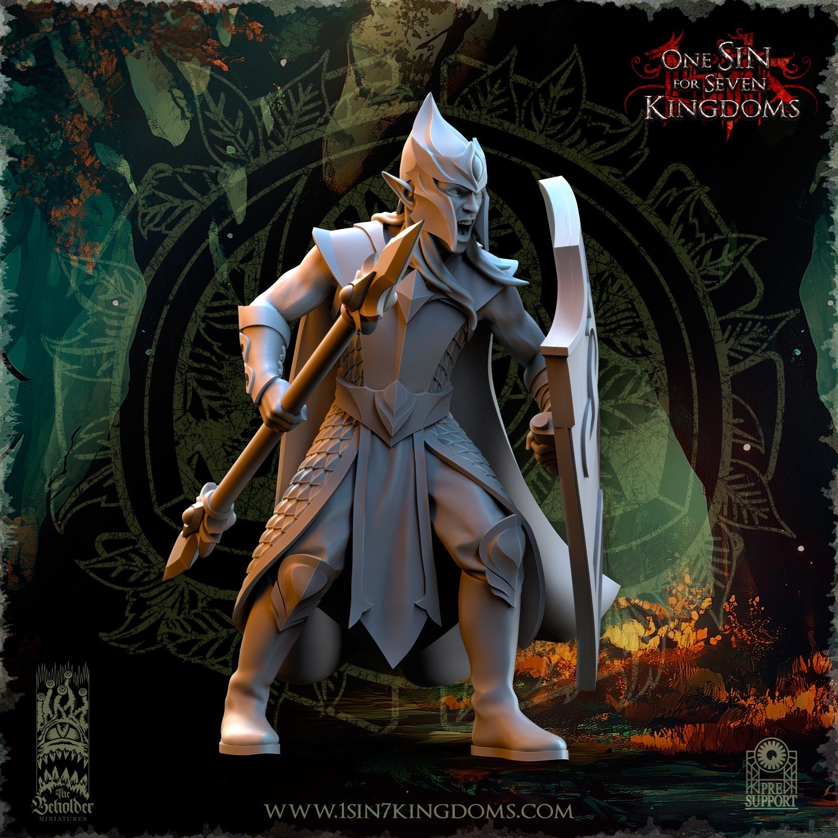 Miniatura Milicia del Bosque Elfos Silvanos resina 32mm sin pintar - Drakholm