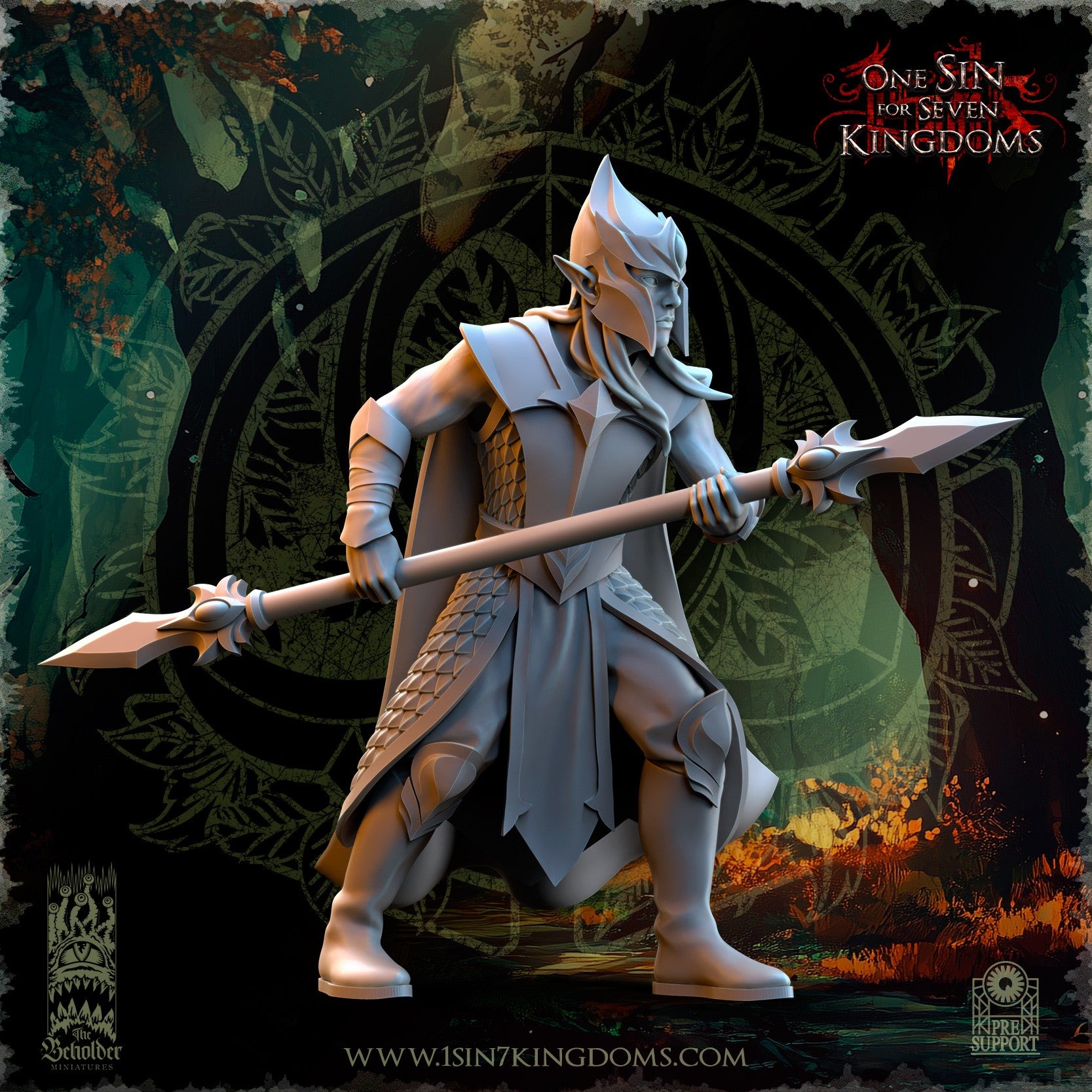 Miniatura Milicia del Bosque Elfos Silvanos resina 32mm sin pintar - Drakholm