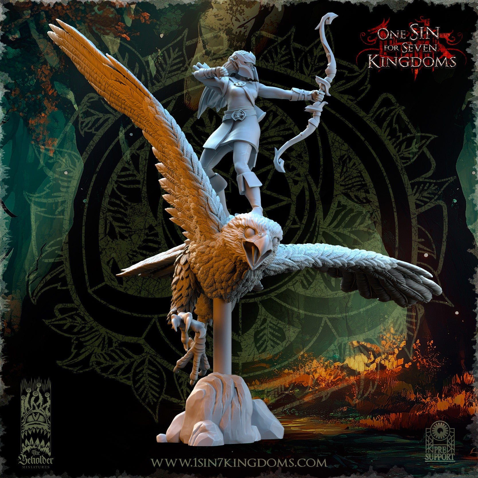 Miniatura Cazadores del Halcón Elfos Silvanos resina 32mm sin pintar - Drakholm
