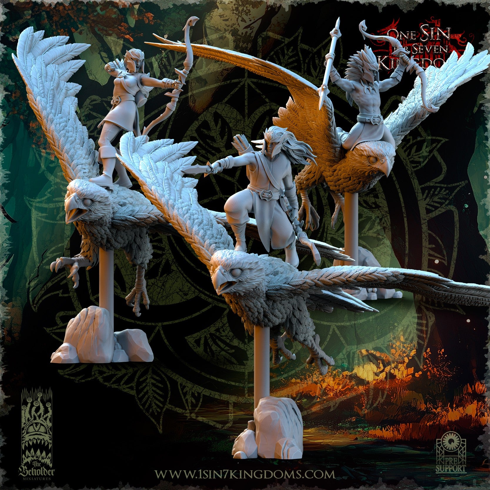 Miniatura Cazadores del Halcón Elfos Silvanos resina 32mm sin pintar - Drakholm