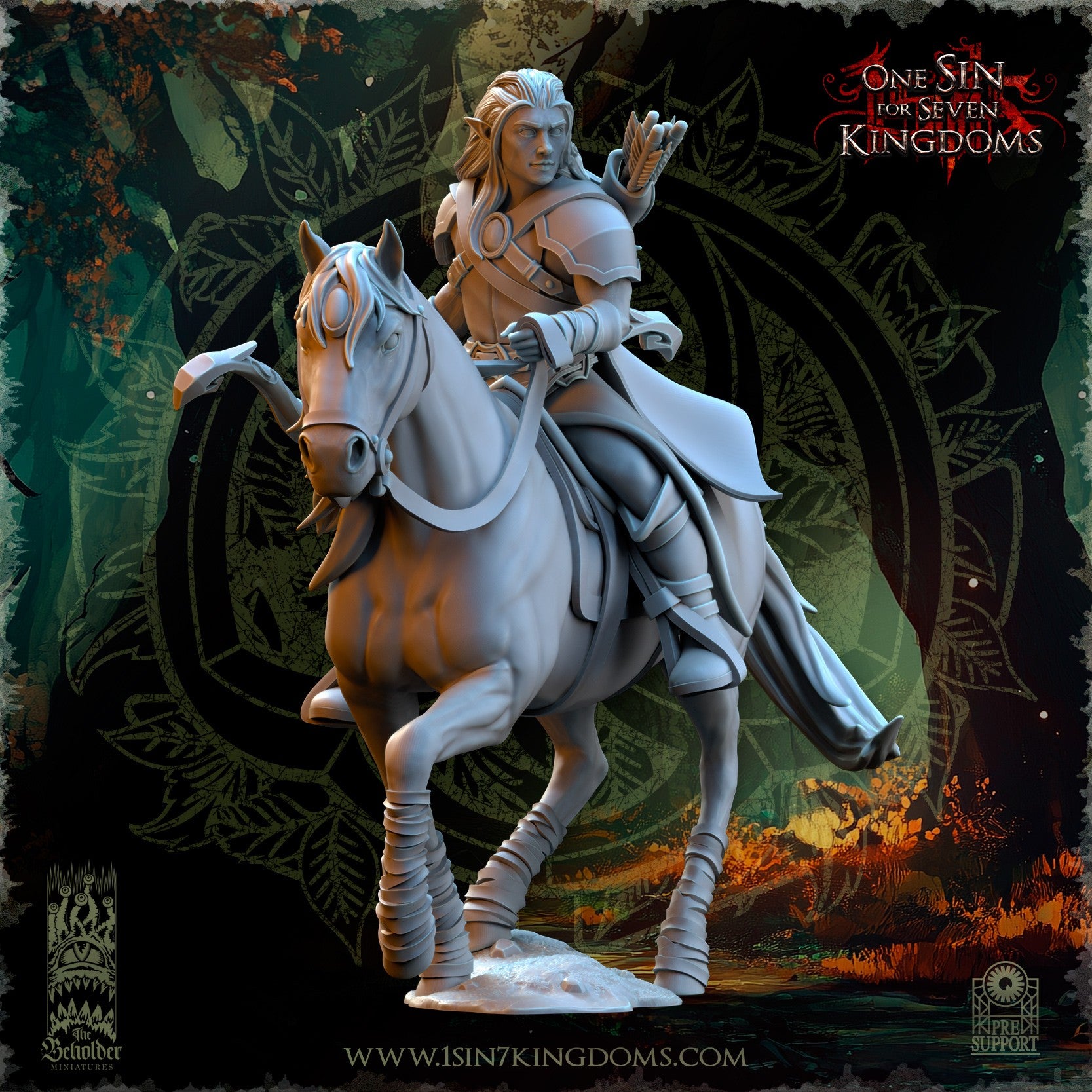 Miniatura Jinetes de la Pradera Elfos Silvanos resina 32mm sin pintar - Drakholm