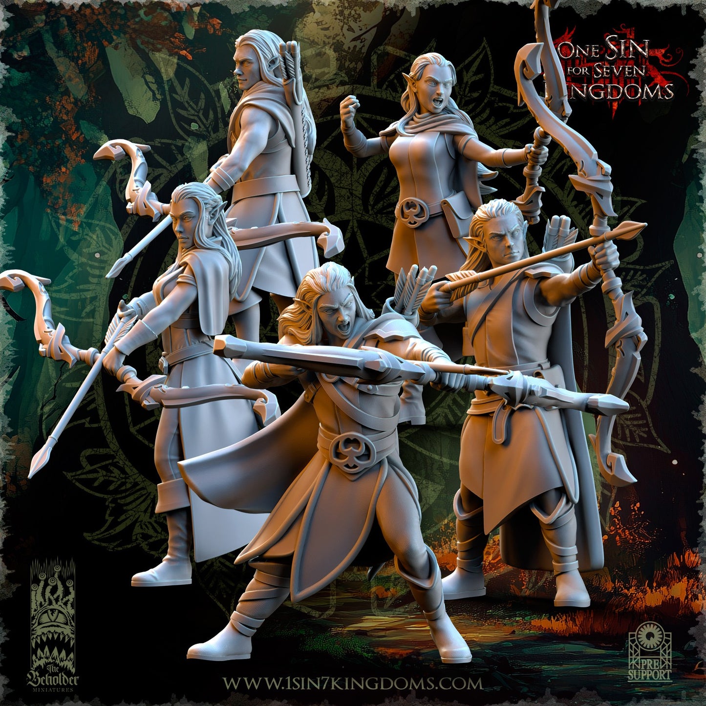 Miniatura Exploradores del Bosque Elfos Silvanos resina 32mm sin pintar - Drakholm