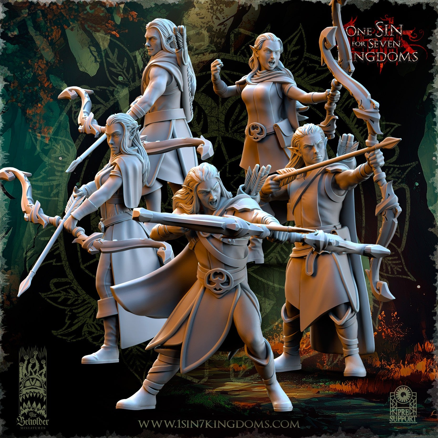 Miniatura Exploradores del Bosque Elfos Silvanos resina 32mm sin pintar - Drakholm
