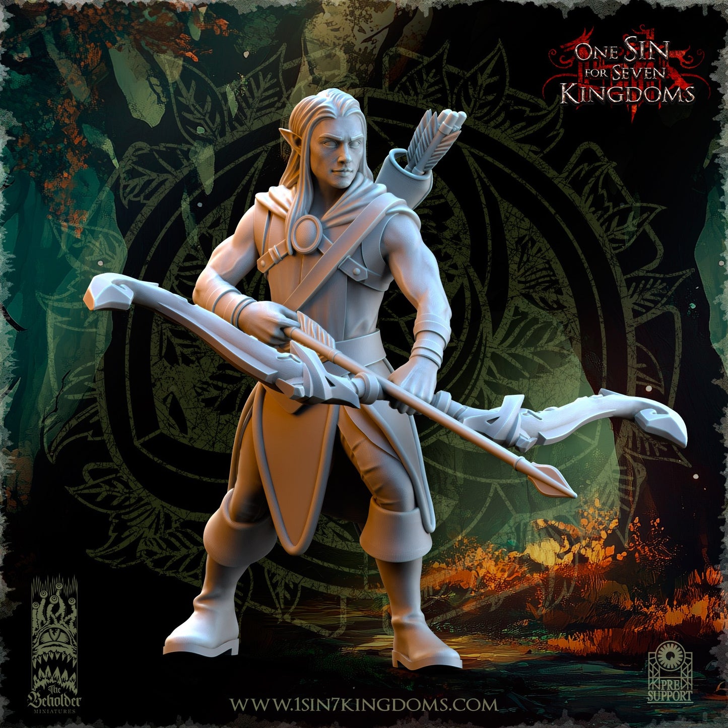 Miniatura Exploradores del Bosque Elfos Silvanos resina 32mm sin pintar - Drakholm