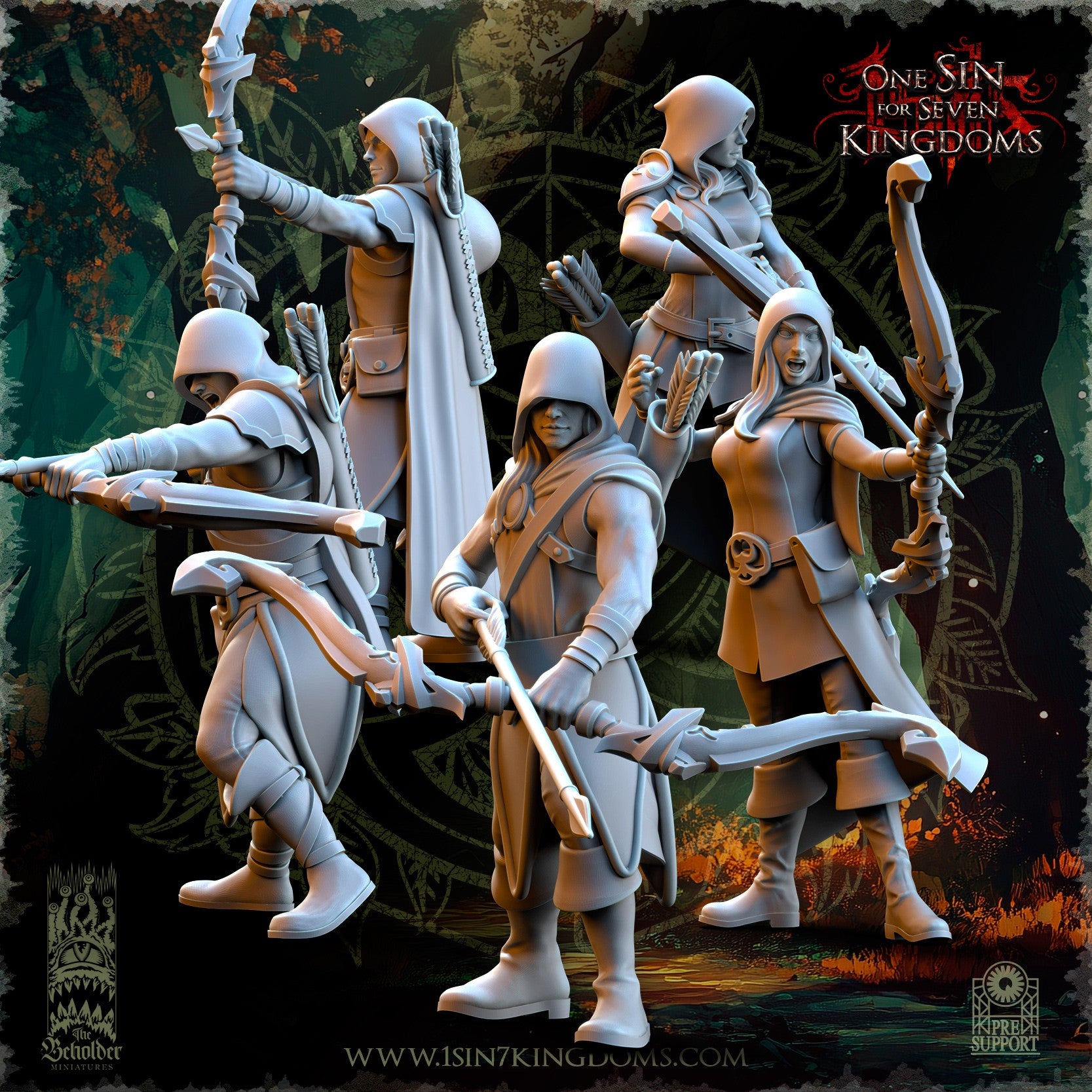 Miniatura Exploradores del Bosque Elfos Silvanos resina 32mm sin pintar - Drakholm