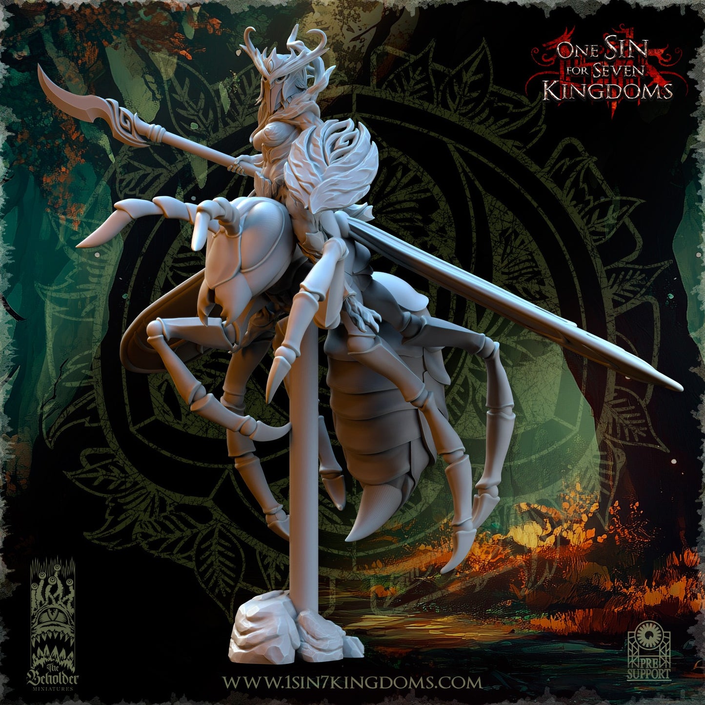 Miniatura Jinetes de Espíritus con Lanza Elfos Silvanos resina 32mm sin pintar - Drakholm