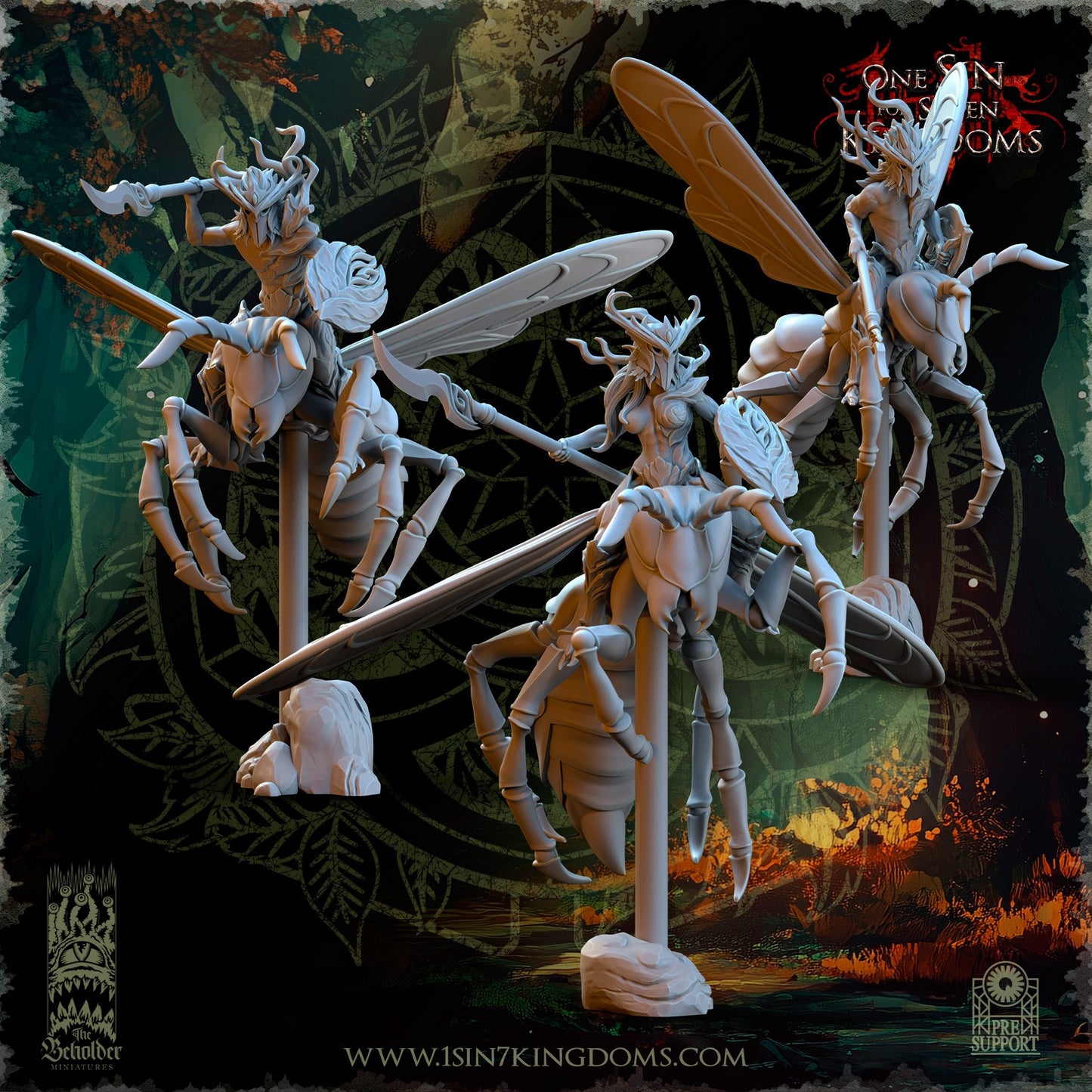 Miniatura Jinetes de Espíritus con Lanza Elfos Silvanos resina 32mm sin pintar - Drakholm