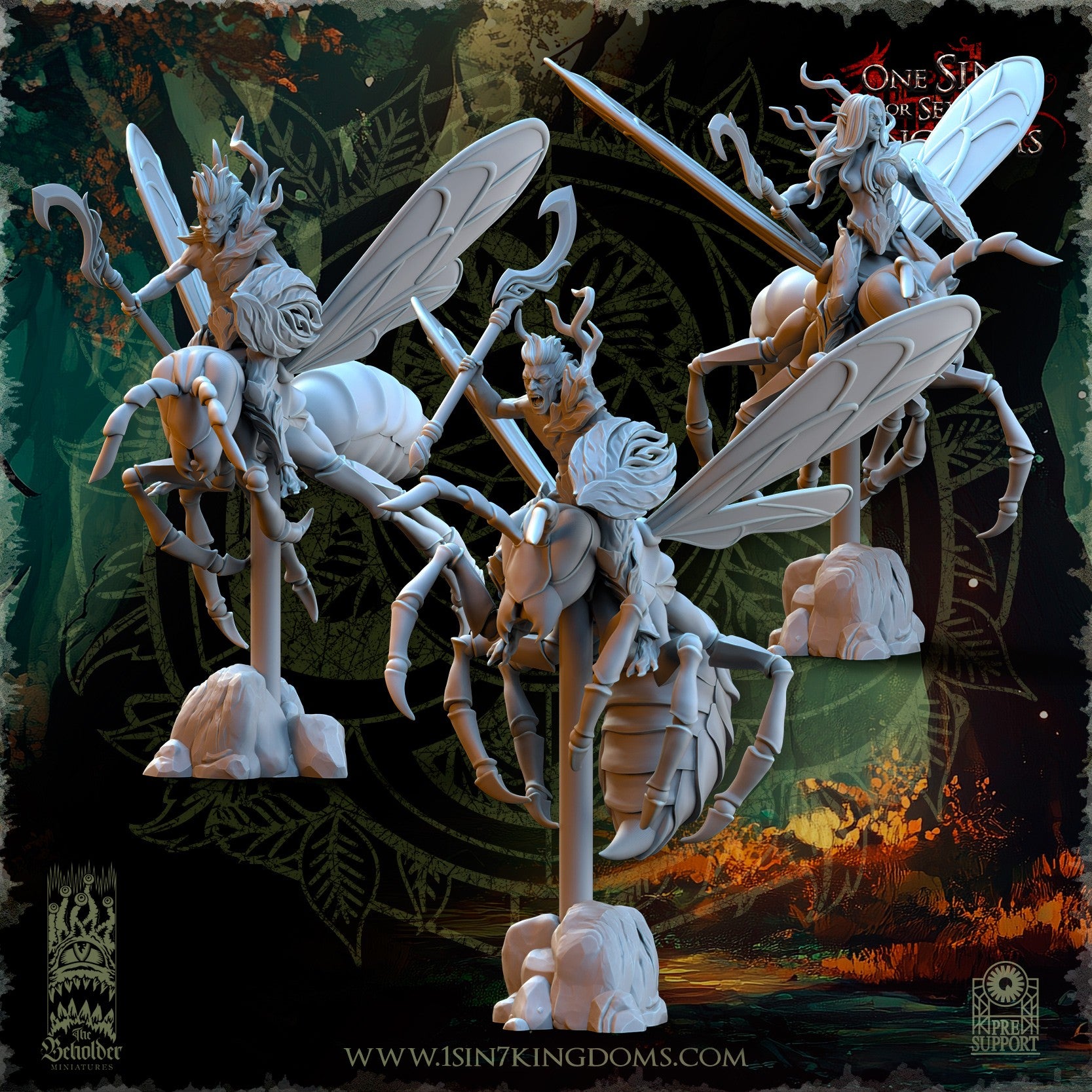 Miniatura Jinetes de los Espíritus del Bosque Elfos Silvanos resina 32mm sin pintar - Drakholm