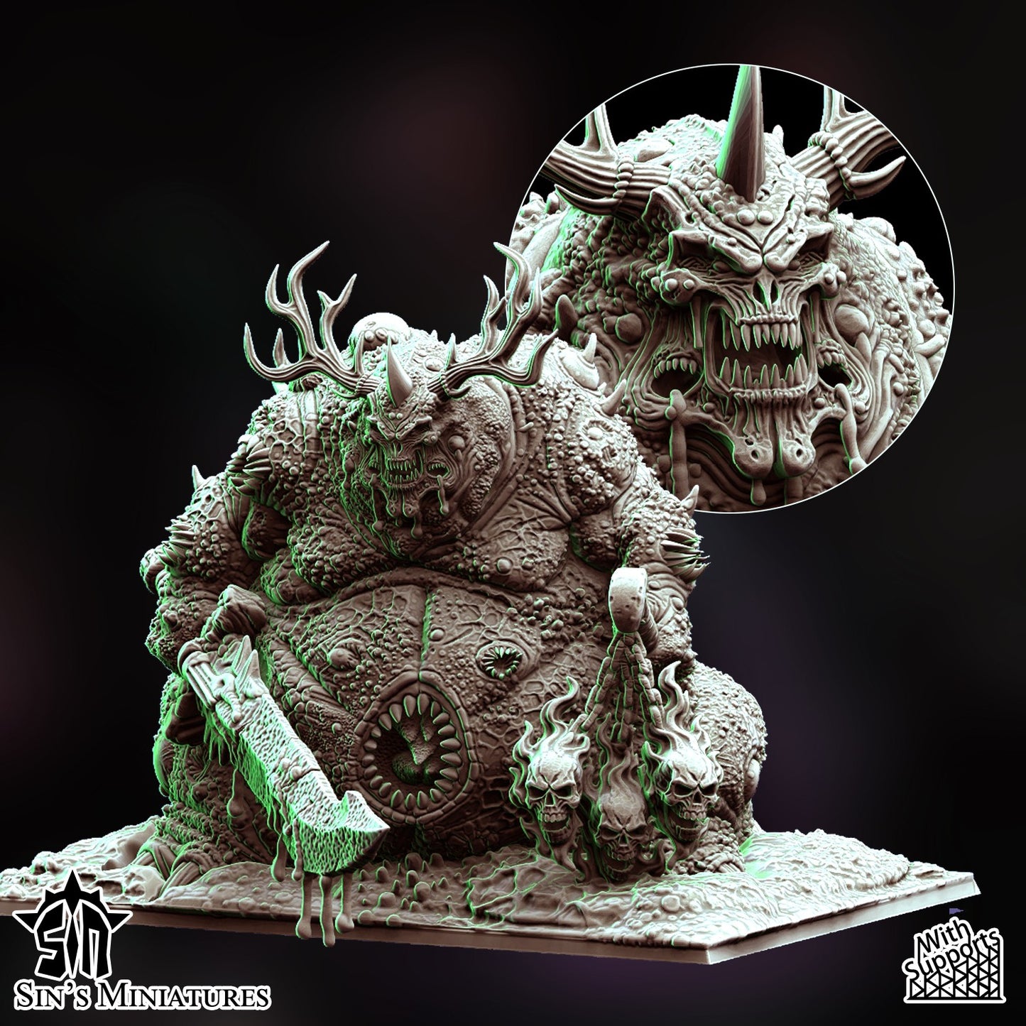 Miniatura Gran Demonio Exaltado de la Plaga Reinos del Caos resina 32mm sin pintar - Drakholm