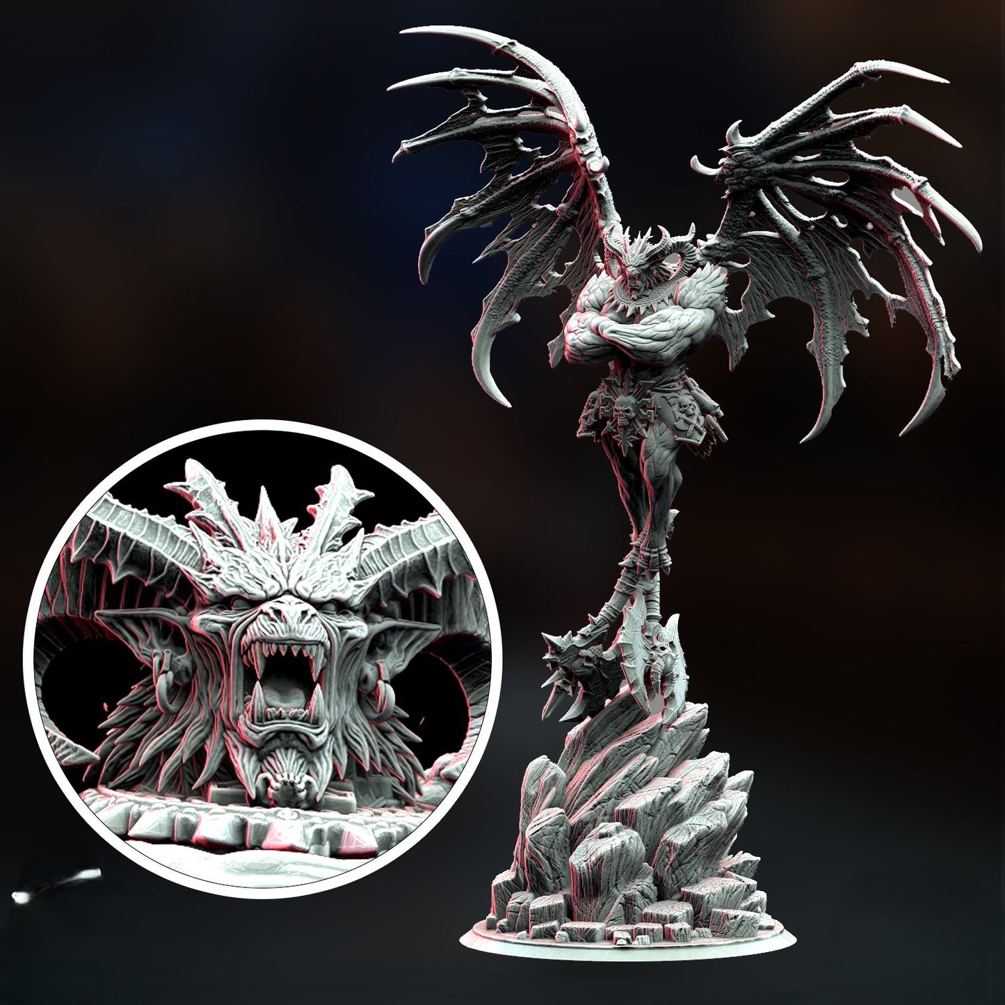 Miniatura Gran Demonio Desterrado (Pose Alternativa) Reinos del Caos resina 32mm sin pintar - Drakholm