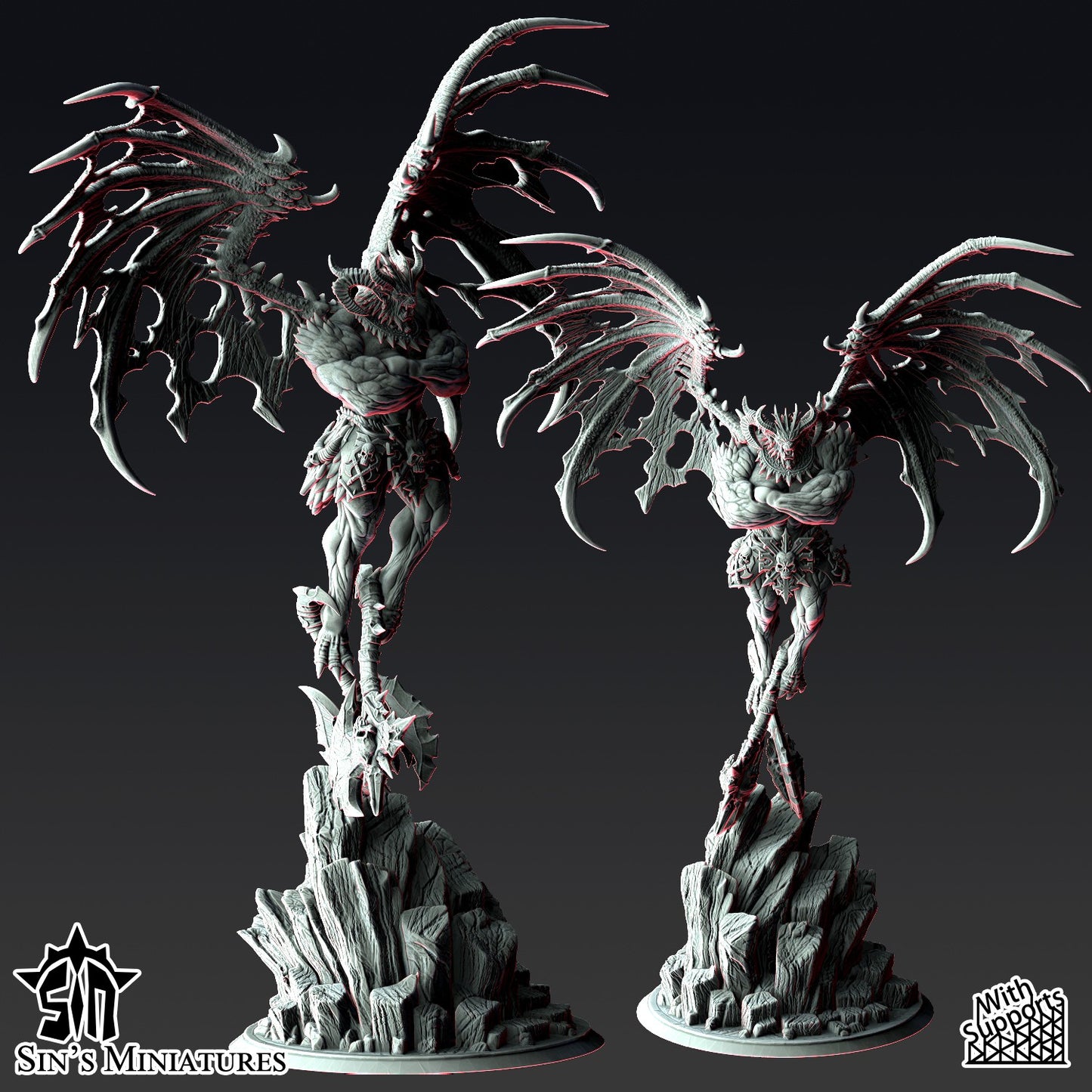 Miniatura Gran Demonio Desterrado (Pose Alternativa) Reinos del Caos resina 32mm sin pintar - Drakholm
