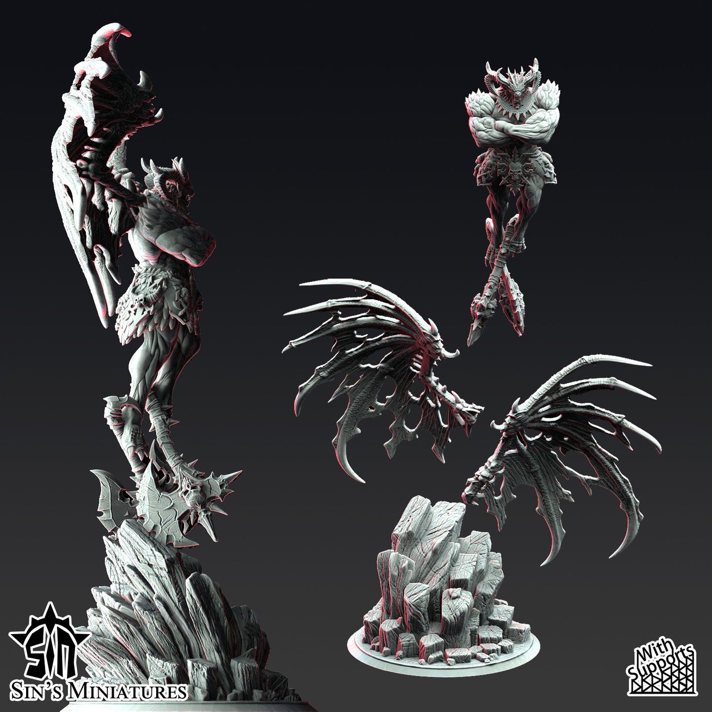 Miniatura Gran Demonio Desterrado (Pose Alternativa) Reinos del Caos resina 32mm sin pintar - Drakholm