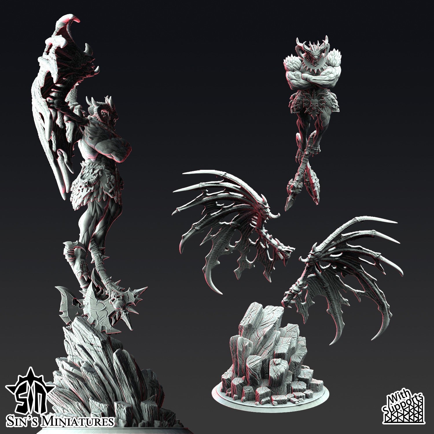 Miniatura Gran Demonio Desterrado (Pose Alternativa) Reinos del Caos resina 32mm sin pintar - Drakholm